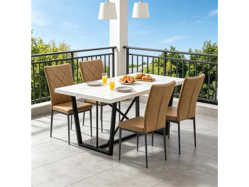  Chaises à haut dossier élégantes – salle d'attente, cuisine et salon – lot de 4 chaises de réception  - Conforama B
