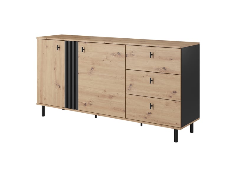  Crédence haradali, buffet 3 tiroirs, 165x40x82h cm chêne marron nœuds Haradali - Conforama D