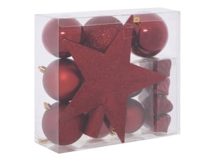 Kit de 18 boules de noël en plastique grenat