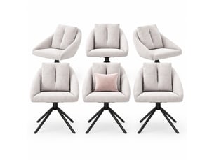 Chaise de salle à manger lot de 6 pivotante à 360° ergonomique en velours avec structure métallique beige