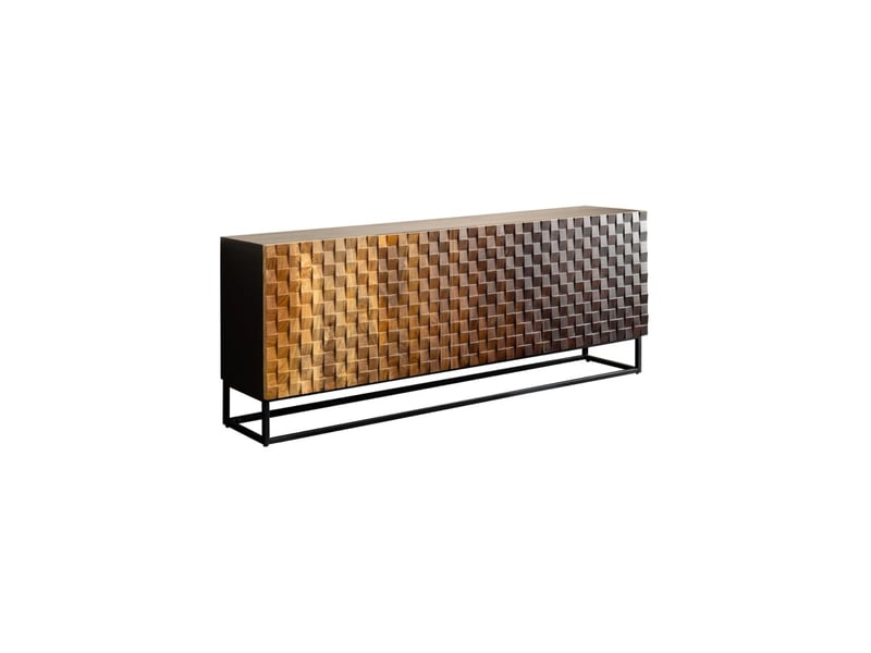  Buffet prisma 177 cm en bois de manguier – dégradé de marron, plateau et pieds noirs – 4 portes  - Conforama A