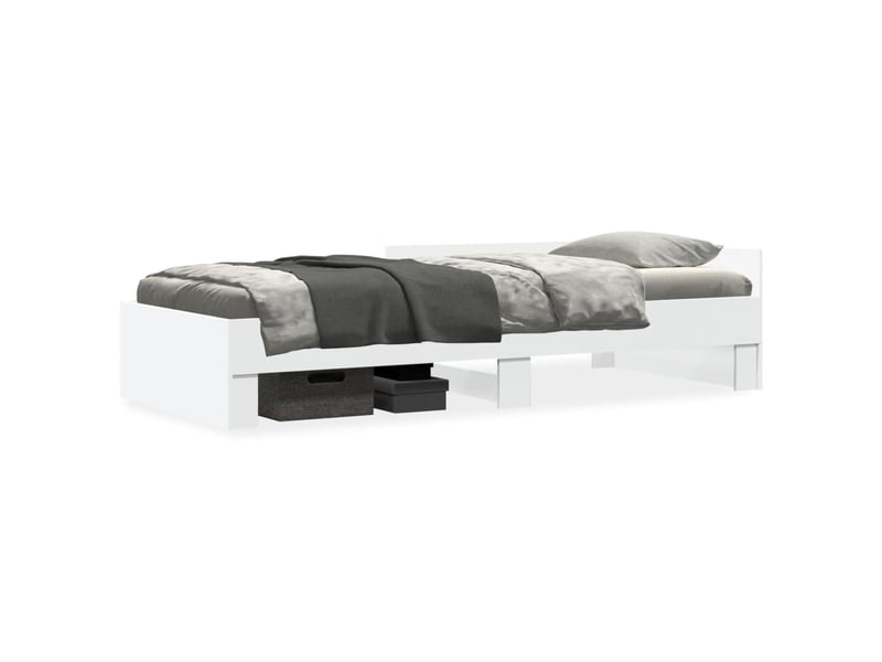 Lit simple- lit adulte -  cadre de lit sans matelas blanc 100x200 cm bois d'ingénierie  - Conforama A