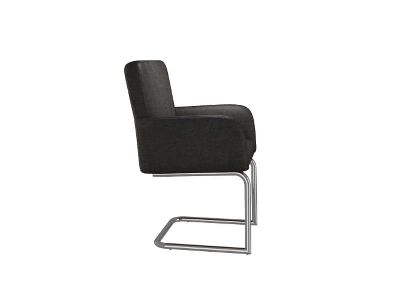  Lot de 4 chaises de salle à manger à rayures verticales – assises rembourrées, pieds en zigzag noirs, simili cuir  - Conforama E