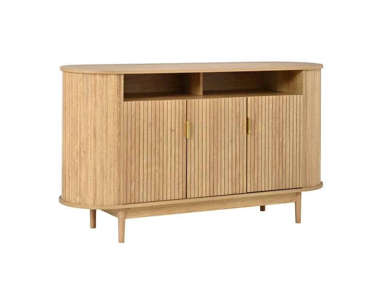  Buffet naturel, 3 portes, rangement, design moderne, angles arrondis, structure robuste - 140x40x78cm - salon et salle à manger  - Conforama D