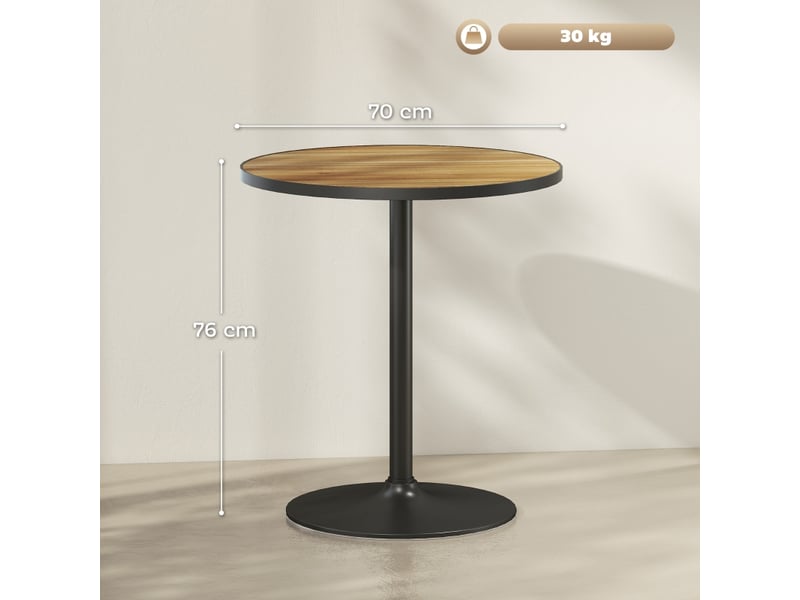 Table de salle à manger ronde pour 2 à 4 personnes avec base stable, en bois, pour cuisine et salon, ø70×76 cm, chêne  - Conforama D