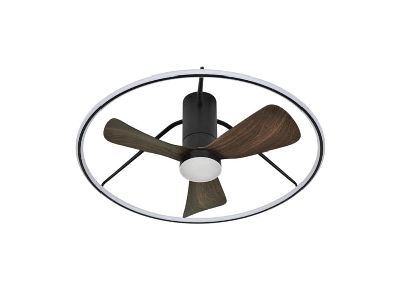  Ventilateur de plafond fabrilamp oporto dc noirmarron 3 pales 84 cm 6 vitesses led 56 w télécommande 243691388 - Conforama C