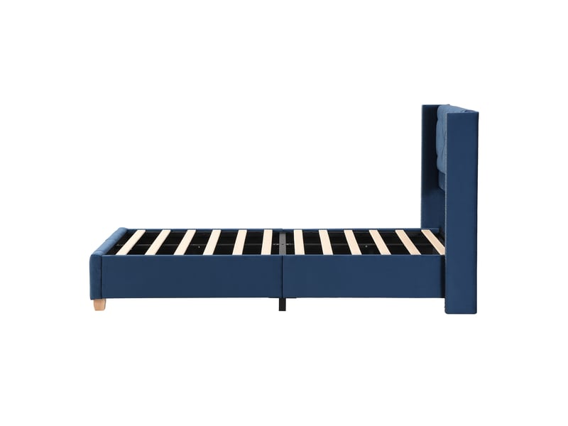  Lit simple capitonné - 90x200 cm - velours - gris  - Conforama W
