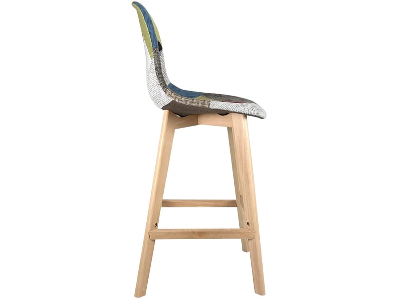  Lot de 2 chaises de bar scandinaves slick 67 cm en tissu patchwork floral avec pieds en bois 165-SLICK - Conforama C