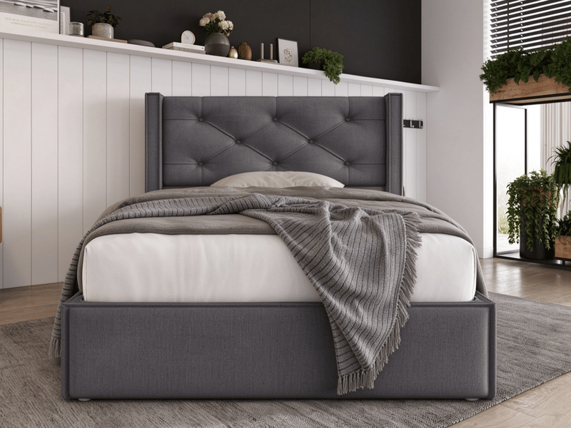  Lit enfant,90x200 cm,avec coffre et matelas,coton,gris  - Conforama B