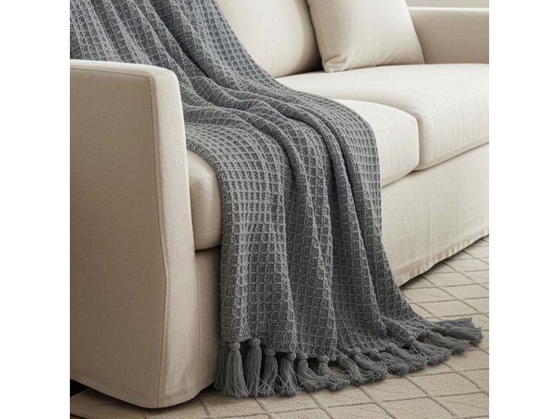  Plaid en coton 140x200 cm nael gris, par soleil d'ocre  - Conforama B
