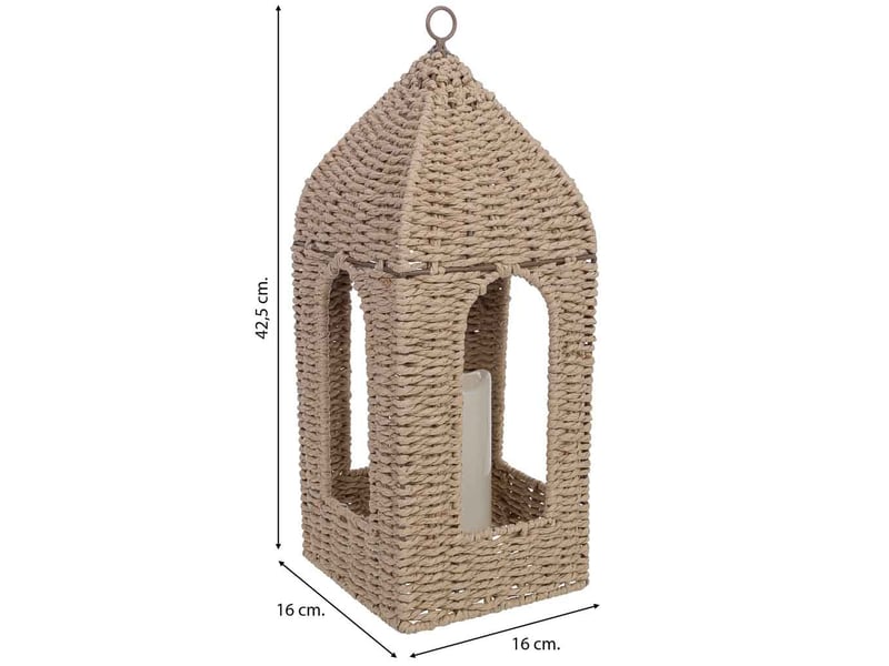 Lanterne en papier marron avec bougie led 16x16x40,542,5h cm - Conforama C