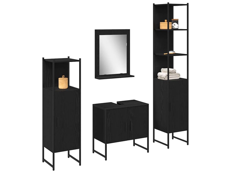 Ensemble de mobilier de salle de bain 4 pc noir cf64530 - Conforama C