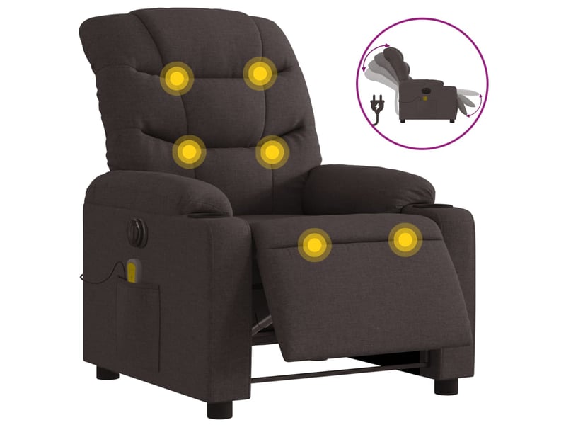 Fauteuil de massage inclinable électrique, fauteuil relax marron foncé tissu shl4340 - Conforama A