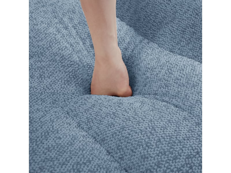  Canapé panoramique coquille 3 places, 2 poufs bleu – 288 x 165 x 79 cm Fay Lum - Conforama W