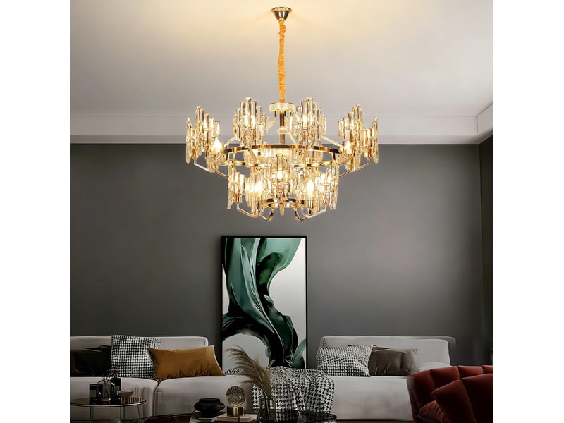  Lustre en cristal à losanges c – éclairage 3 couleurs ASLED-677 - Conforama C