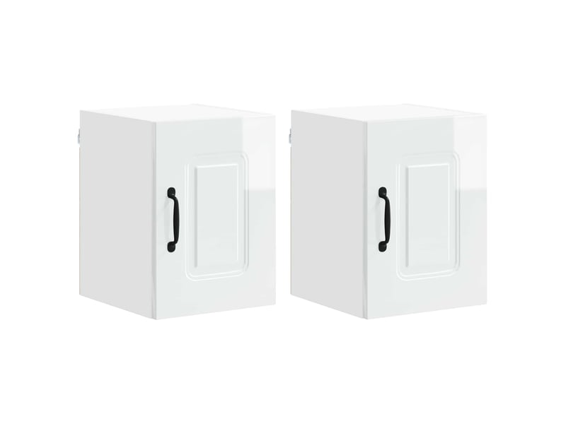  Meuble mural de cuisine | armoire de cuisine 2 pcs blanc brillant shl3986  - Conforama A