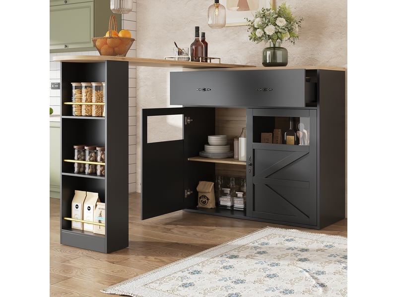  Bar noir - 204cm table de bar noir - Conforama B