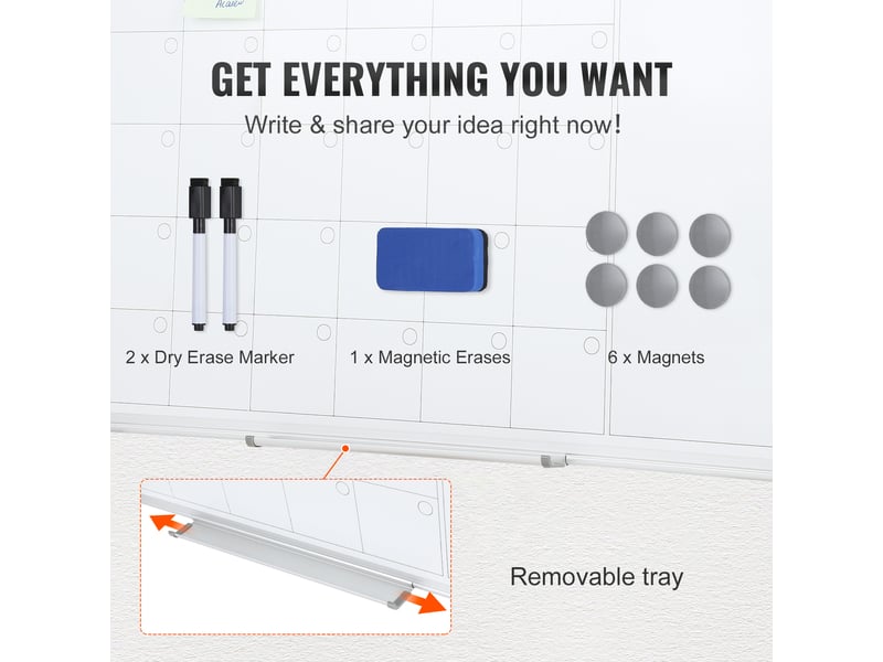  Vevor tableau blanc magnétique planning mensuel 2-en-1, 91,5x61 cm, alu.  - Conforama E