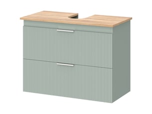 Meuble sous lavabo | meuble de salle de bain avec 2 tiroirs style moderne 80x40x60 cm vert et bois naturel