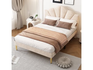 Lit 2 places 140x200 cm coloris beige