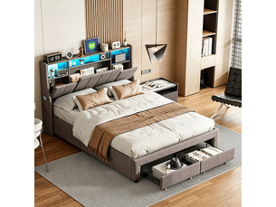 Lit coffre 140x190 cm <strong></strong>  <strong></strong> coloris gris
