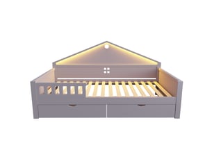 Lit avec rangement 90x200 cm MAISONORA coloris gris