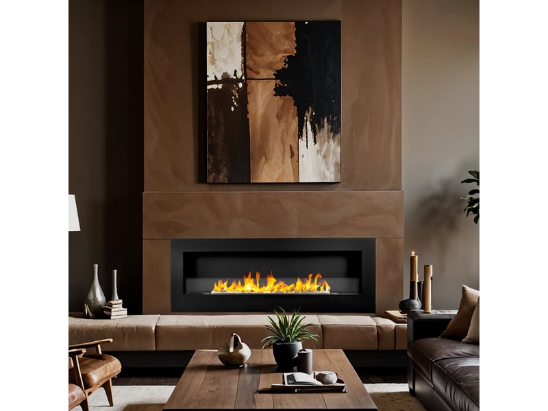  Cheminée murale bioéthanol siena 120 - 120 x 41 x 15 cm avec brûleur de 1,25 l en acier noir  - Conforama B