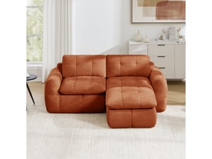 Canapé d'angle compressé réversible fixe <strong></strong> <strong>Fay Lum</strong> 2 places Tissu orange