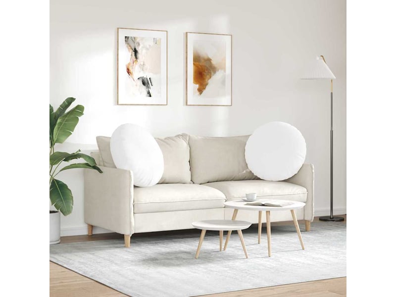 Lot de 2 coussins de siège, coussins décoratifs tissu blanc ø80 x 29 cm cf59766 - Conforama D