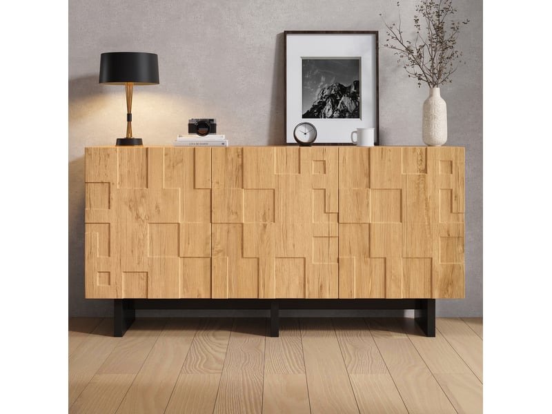  Buffet 140x40x70 cm 3 portes mdf panneau de particules naturel  - Conforama D