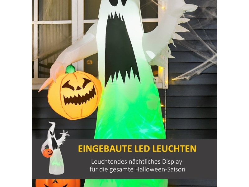  Décoration halloween gonflable fantôme led 105x65x180 cm blanc  - Conforama E