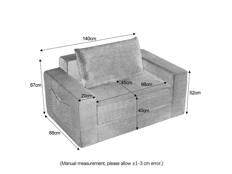  Canapé compressé 2 places convertible - transformable en chaise longue - poche latérale - moderne - velours côtelé - terracotta CozyNest - Conforama C