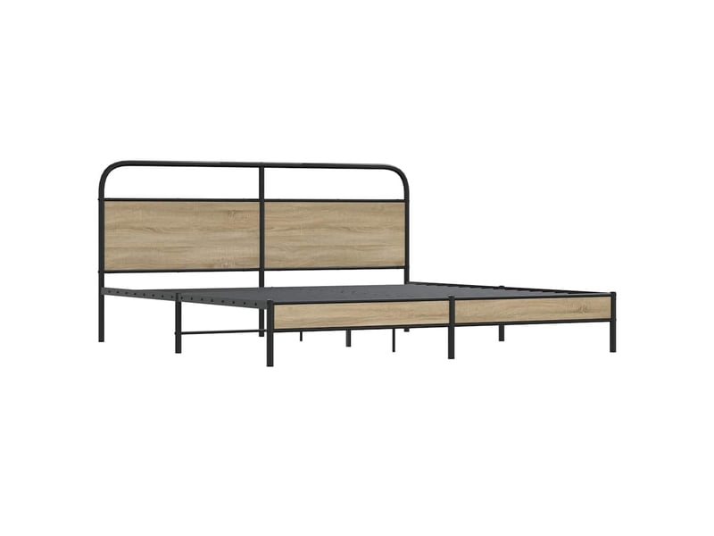  Lit double- lit adulte -  cadre de lit en métal sans matelas chêne fumé 200x200 cm  - Conforama B