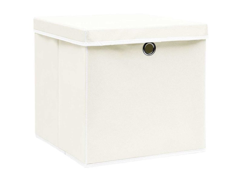  Boîtes de rangement avec couvercles 4pcs blanc 32x32x32cm tissu  - Conforama A