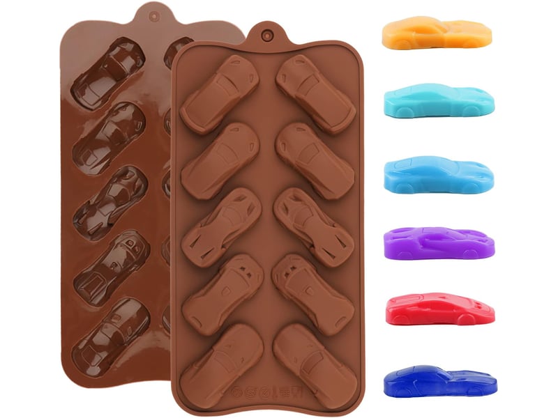  Lot de 2 moules à chocolat en silicone pour décoration de gâteaux, gelée, bonbons, fondant, résine  - Conforama A