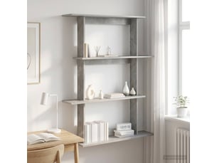 Étagère flottante, étagère murale gris béton 100 x 20 x 126 cm bois d'ingénierie cf42326