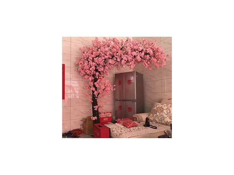 Fleur artificielle 105 cm faux cerisier fleur arbre 3 fourche sakura branche fleur artificielle soie de mariage fond décoration murale,aafgvc - Conforama D