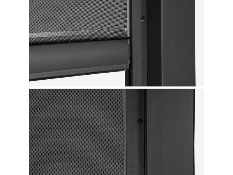 Pergola bioclimatique aluminium adossée 3x3m noir + 1 store 3m palace - Conforama E