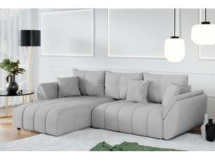 Canapé d'angle réversible convertible <strong>AX LIVING </strong> <strong>Verciani</strong> 4 places Velours gris avec coffre de rangement