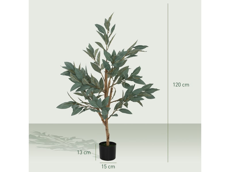 Laurier artificiel vert de 120 cm, idéal pour la décoration de la maison, du bureau, du balcon ou de la chambre. - Conforama E