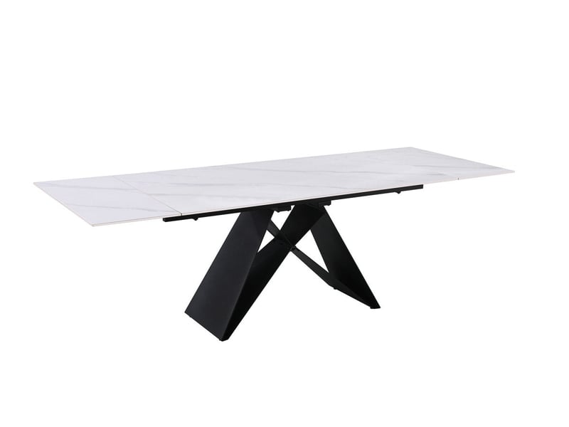  Table à manger extensible en métal noir avec plateau en céramique blanc 160-240 cm helsinki DT8001-BLA-NOI - Conforama D
