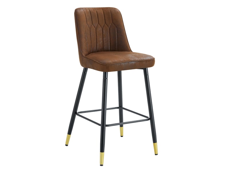  Lot de 2 tabourets de bar 100 cm haut tissu tech marron métal noir  - Conforama A