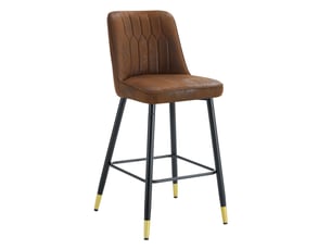 Lot de 2 tabourets de bar 100 cm haut tissu tech marron métal noir