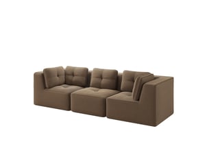 Canapé d'angle modulable 3 places en velours côtelé marron 297 cm, assise profonde, sans montage pour salon