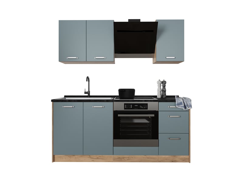  Vicco cuisine, bleu-grischêne doré, 180cm sans pt  - Conforama E