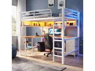 Lit mezzanine 140x200 cm <strong>HAVRYA</strong>  <strong></strong> coloris blanc