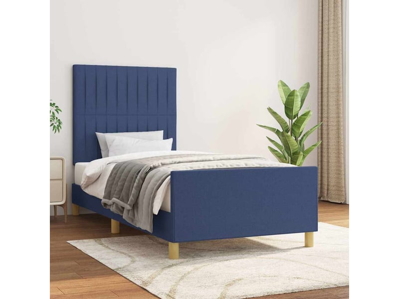  Cadre de lit bleu tissu moderne confortable sommier 80x200 cm chambre adulte design  - Conforama B