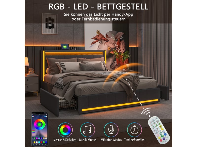  Lit 2 places 140x190 cm coloris gris  - Conforama C