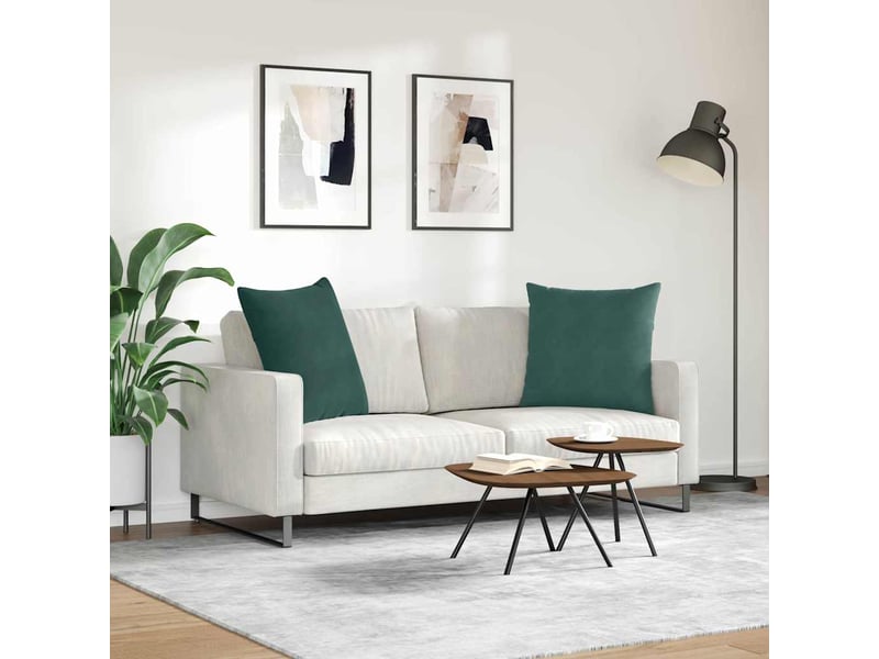 Lot de 2 coussins de canapé, coussins décoratifs vert foncé 80 x 80 cm cf59196 - Conforama D