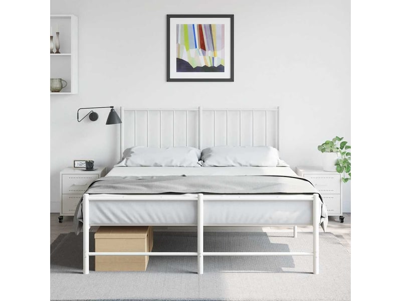  Vidaxl table chevet blanc acier 2 tiroirs table de nuit meuble rangement 36x39x43.5cm chambre  - Conforama C